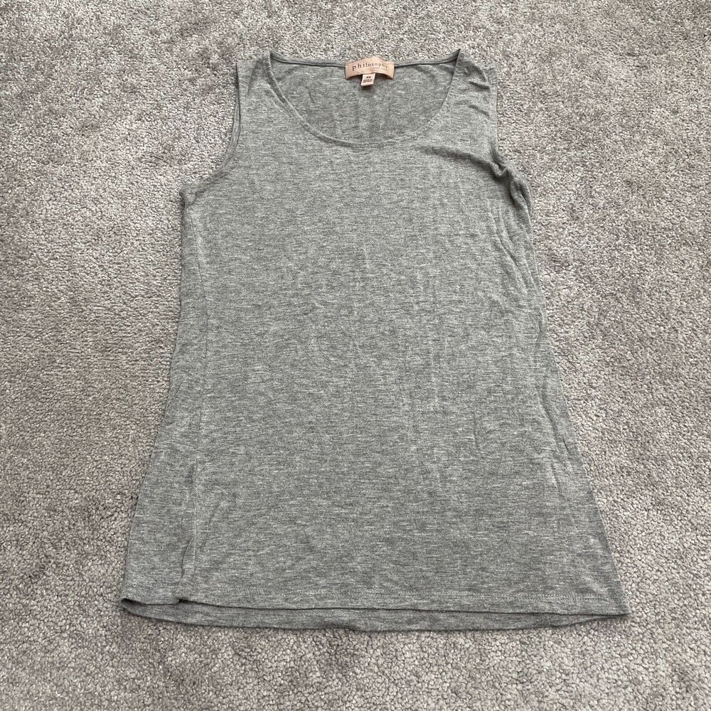 Philosopy Basic Tank Top Womens XS Gray Sleeveless Stretch Casual Essential